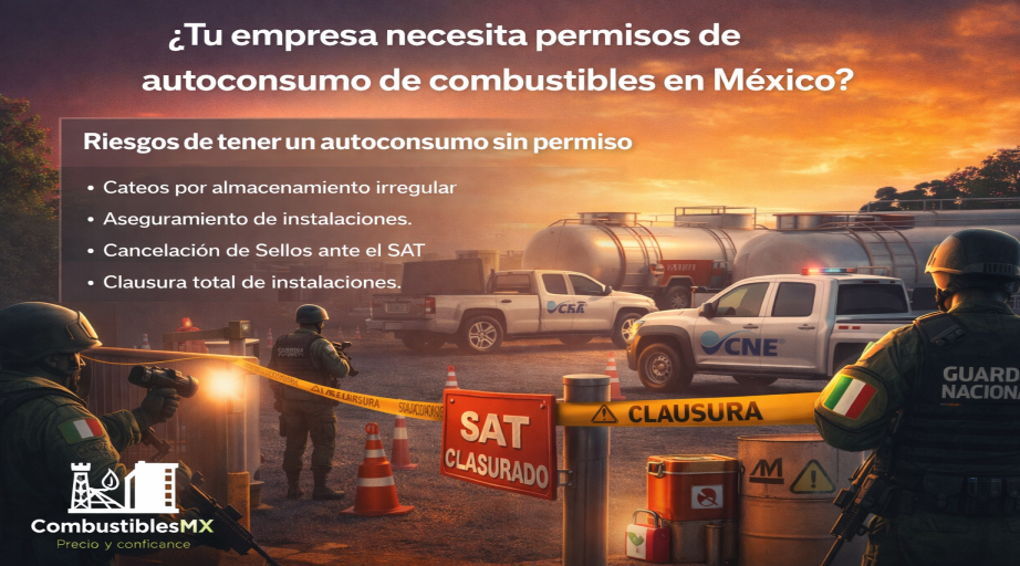 Riesgos de no tener permisos de autoconsumo de combustibles en México, incluyendo clausura, cateos e inspecciones en empresas