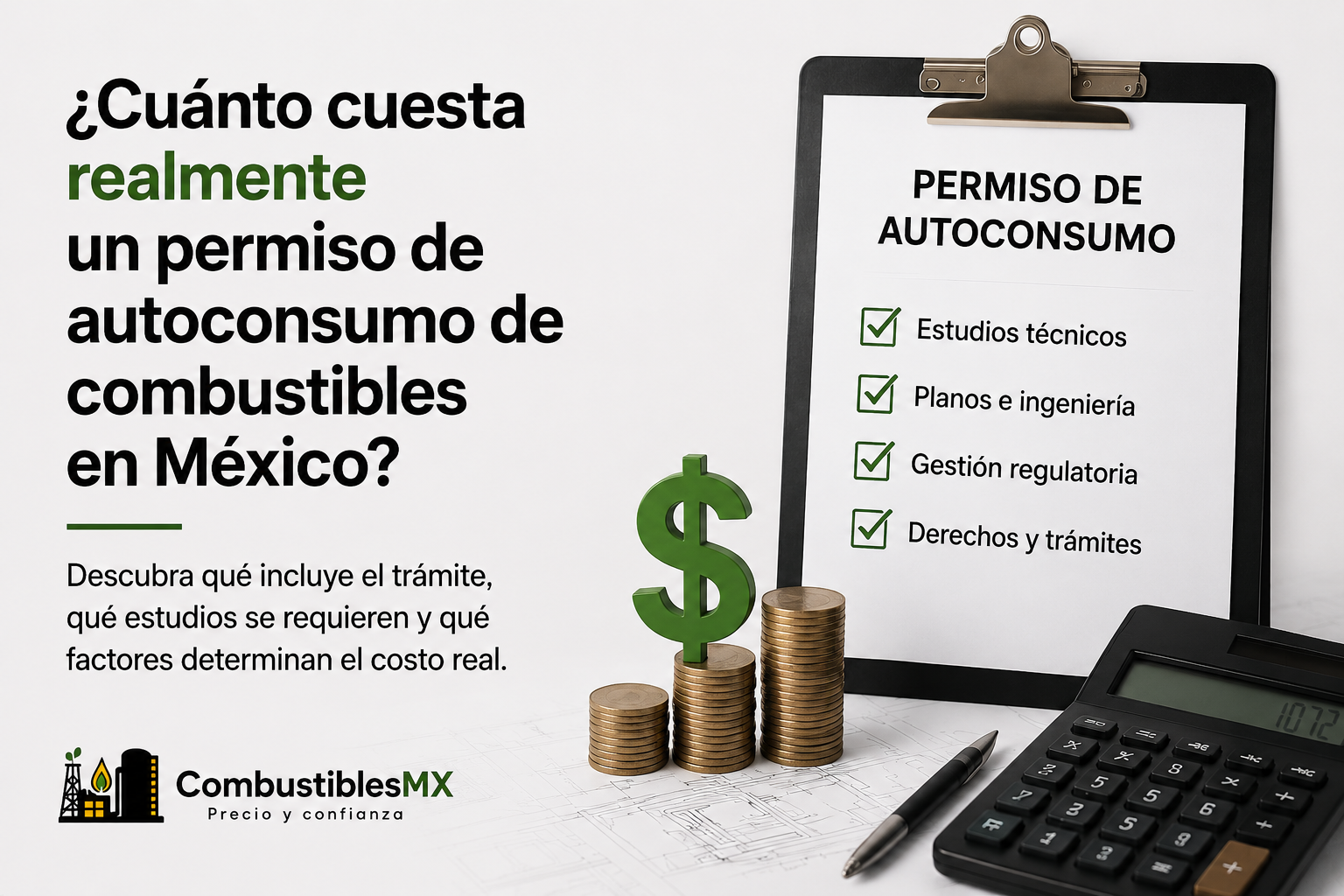 Costo de un permiso de autoconsumo de combustibles en México con estudios técnicos, planos, derechos regulatorios y trámites ante la autoridad energética