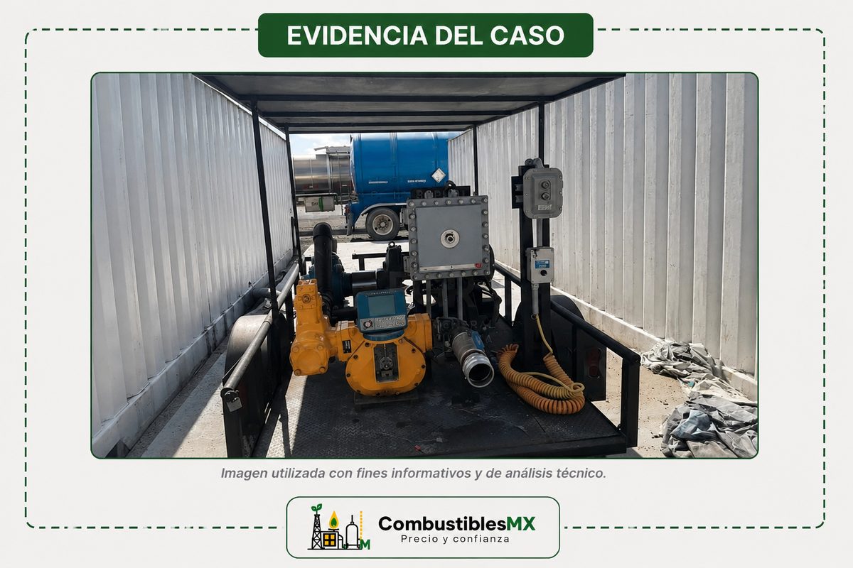 Módulo de despacho de combustible localizado durante un cateo de combustible en Reynosa utilizado como evidencia del Caso Real CMX-2026-002 del Observatorio de CombustiblesMX.