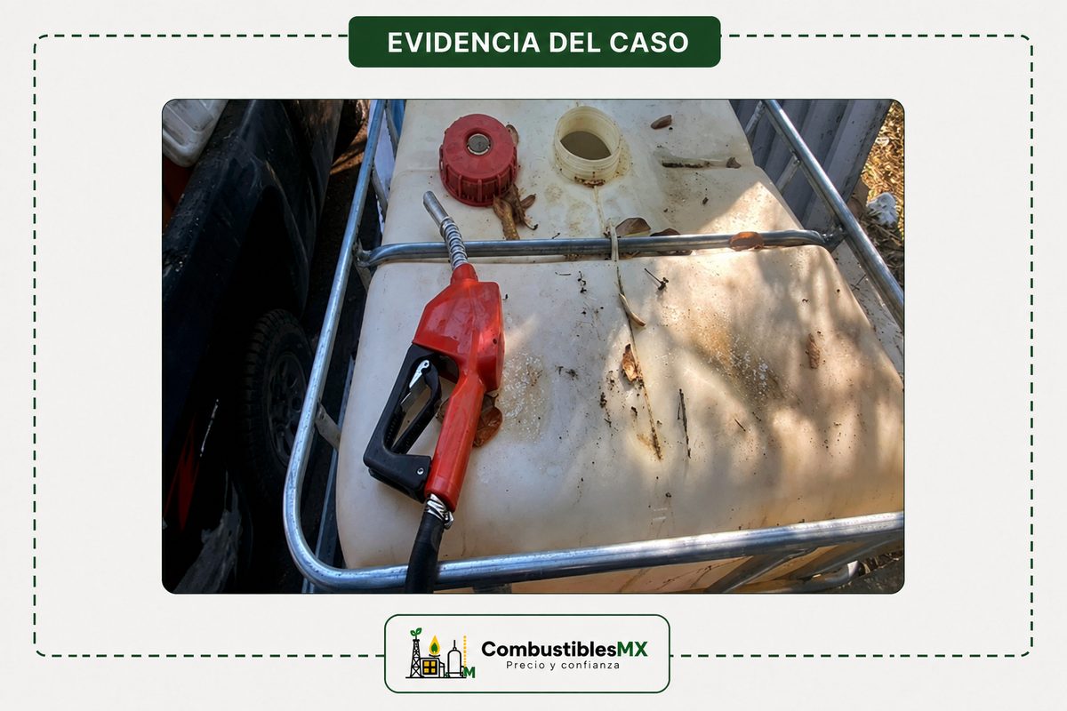 Evidencia del aseguramiento de hidrocarburo en Tlajomulco, Jalisco, correspondiente al Caso Real CMX-2026-003 del Observatorio de CombustiblesMX.