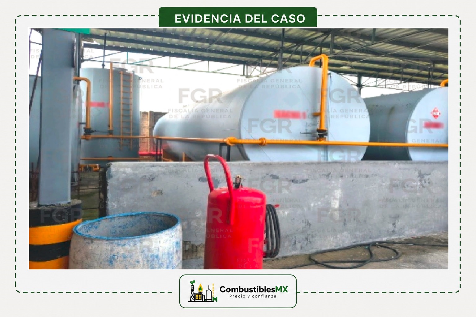 Tanques de almacenamiento de combustible asegurados en un predio de Tlajomulco, Jalisco